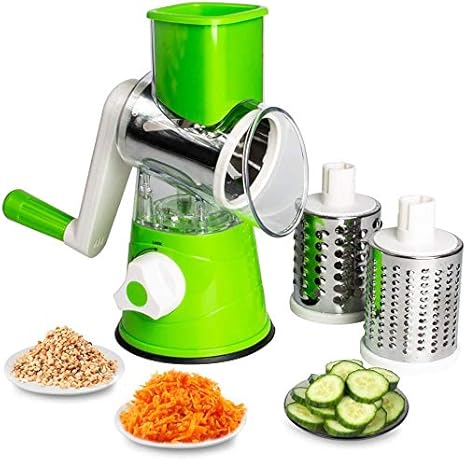 3-in-1 Manual Tabletop Drum Grater, Slicer & Shredder